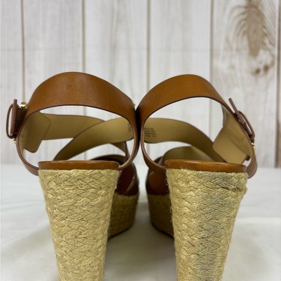 Michael Kors Platform Mid Wedge Strappy Sandals Brown Size 8.5 - Picture 5 of 13